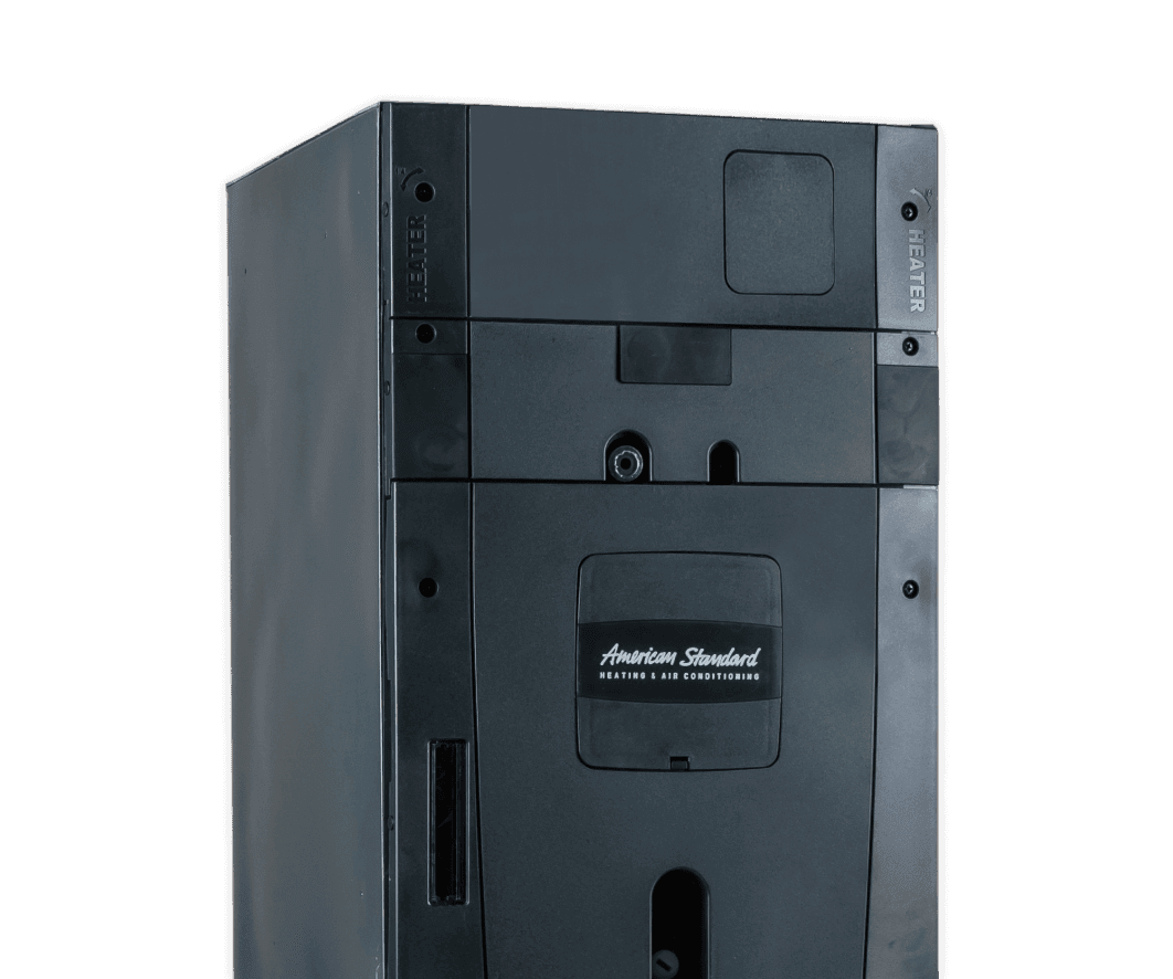 A dark gray American Standard air handler HVAC unit.