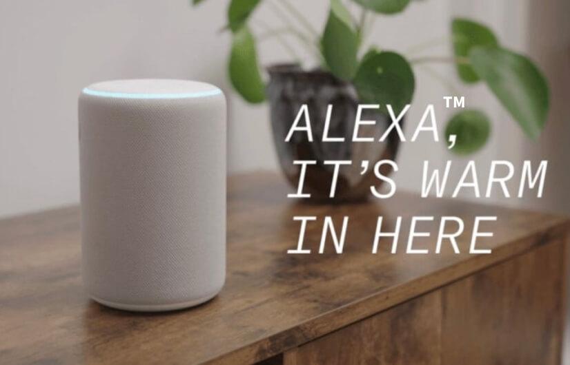 Alexa, it's warm in here. An Alexa unit controls smart home technology.