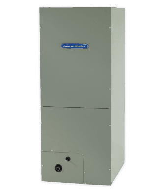 tall rectangular tan "silver tem6" air handler with the blue American Standard logo on the front